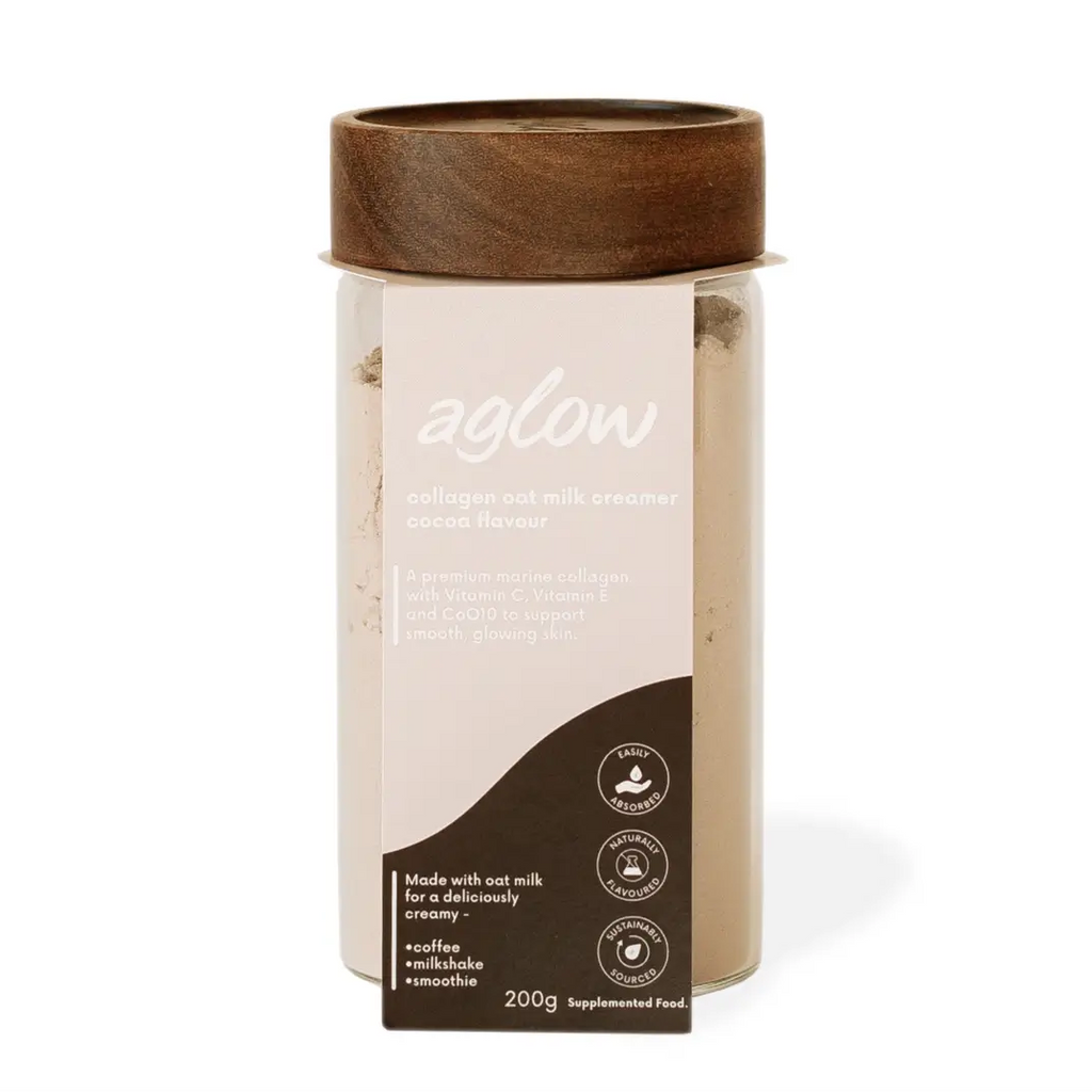 Aglow Marine Collagen Creamer Cocoa Flavour Reusable Glass Jar
