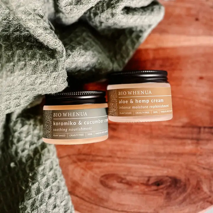 Bio Whenua Aloe & Hemp Intense Moisture Replenishment Face Cream and Koromiko & Cucumber Face Cream