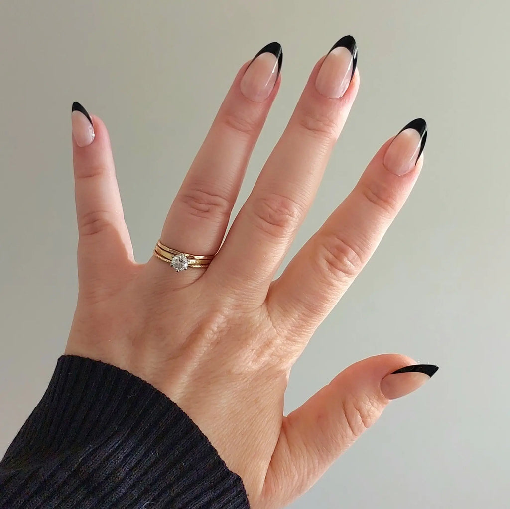 Glamour Tips Black French Tip Gel Press On Nails