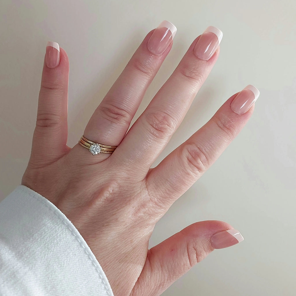 Glamour Tips Classic Square French Tip Gel Press On Nails