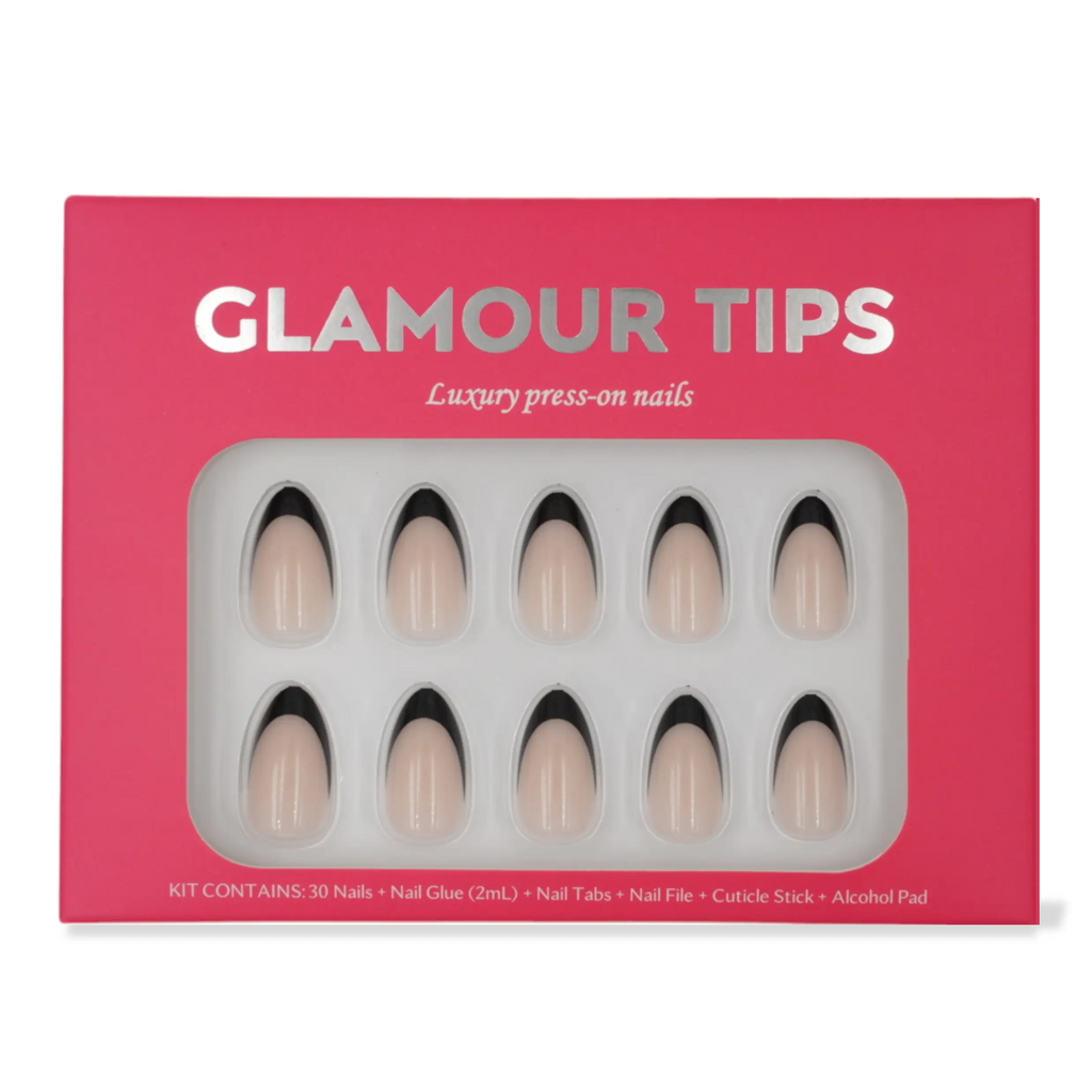 Glamour Tips Black French Tip Gel Press On Nails