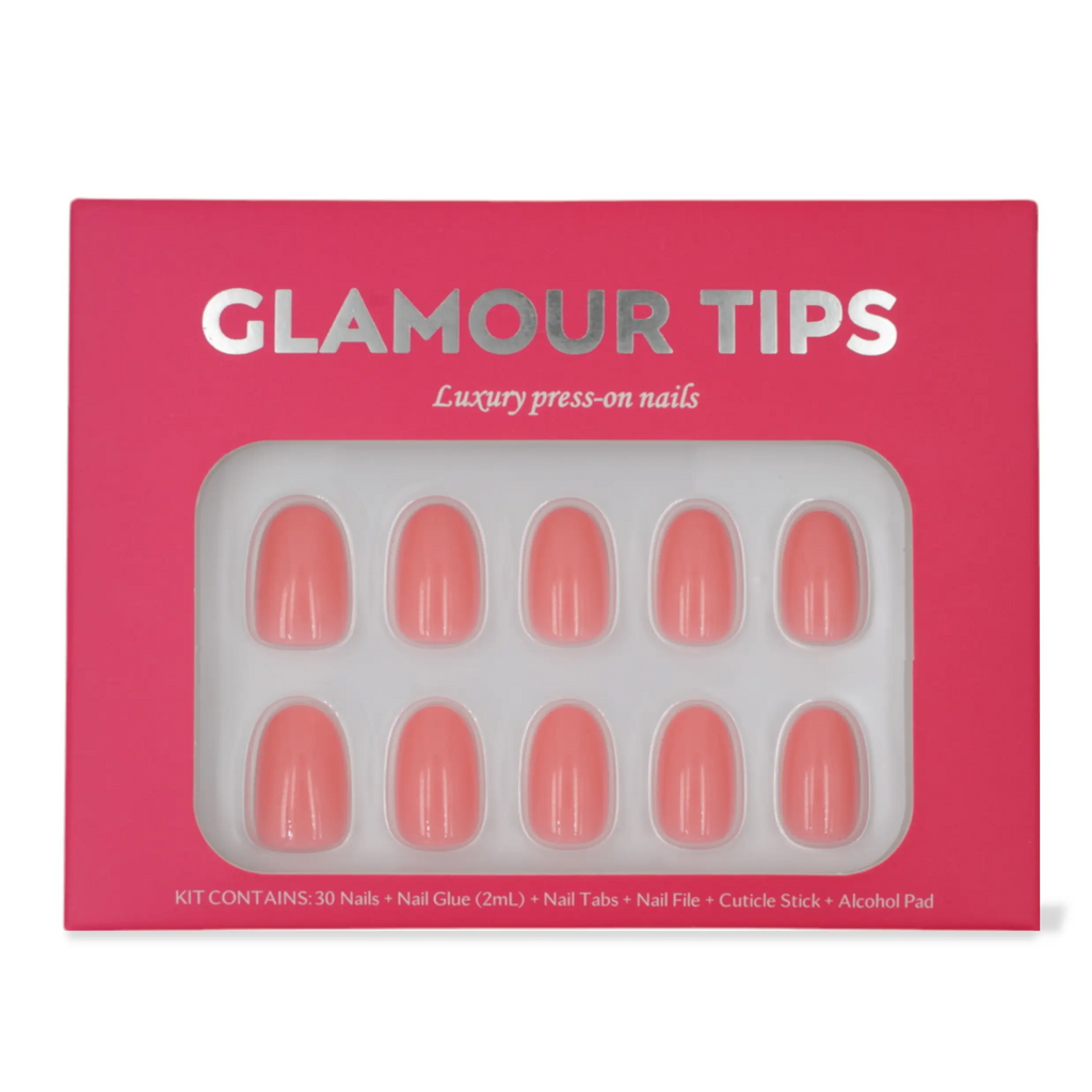 Glamour Tips Candy Pink Gel Press On Nails