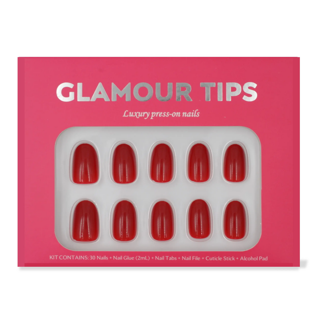 Glamour Tips Classic Red Gel Press on Nails