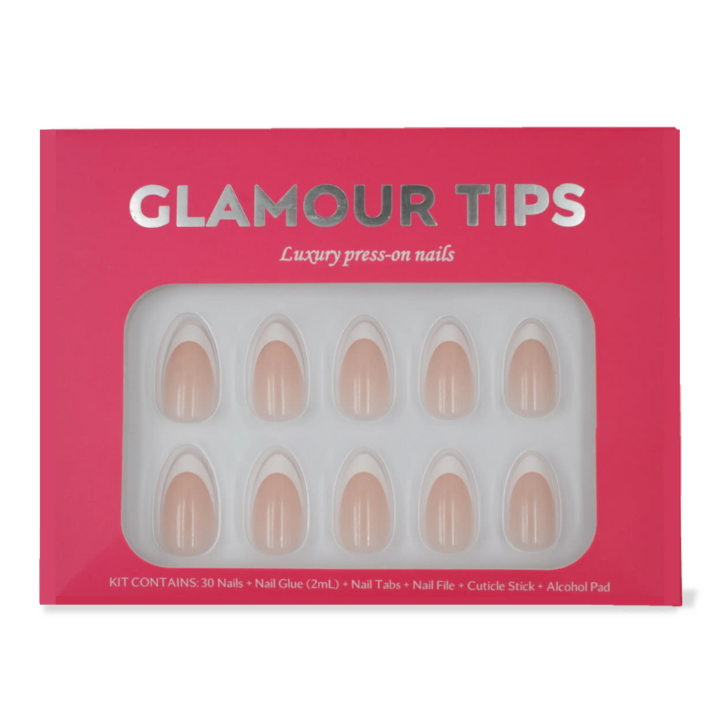 Glamour Tips White French Tip Gel Press On Nails