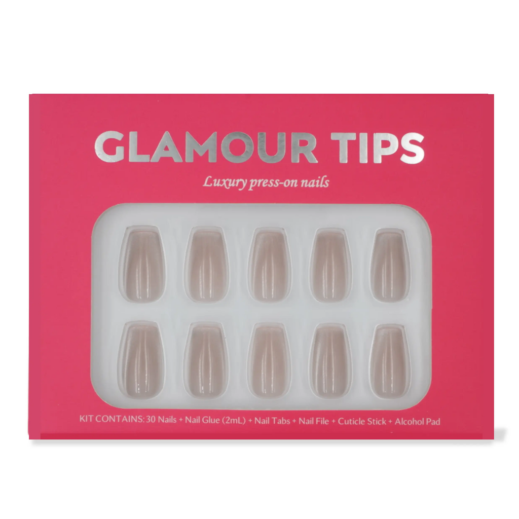 Glamour Tips Silver Frost Gel Press On Nails