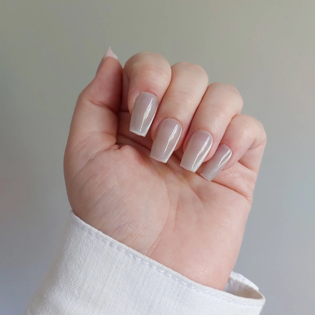 Glamour Tips Silver Frost Gel Press On Nails