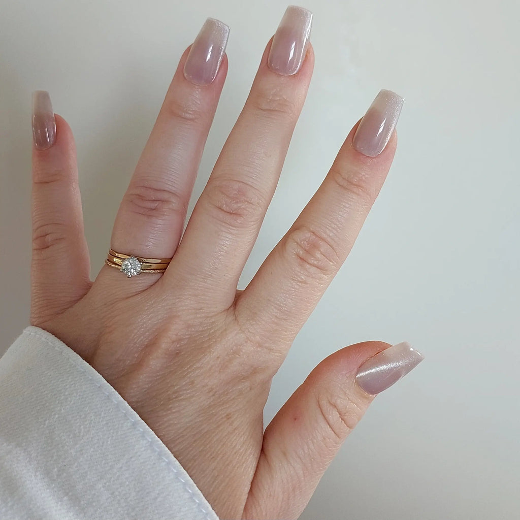 Glamour Tips Silver Frost Gel Press On Nails