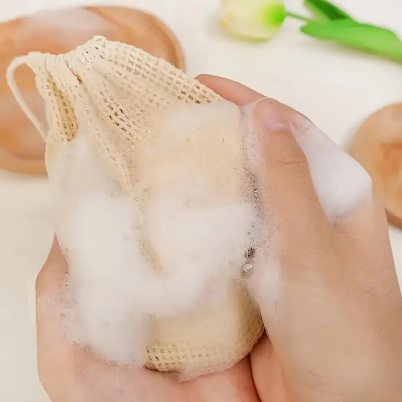 Natural exfoliating soap bag