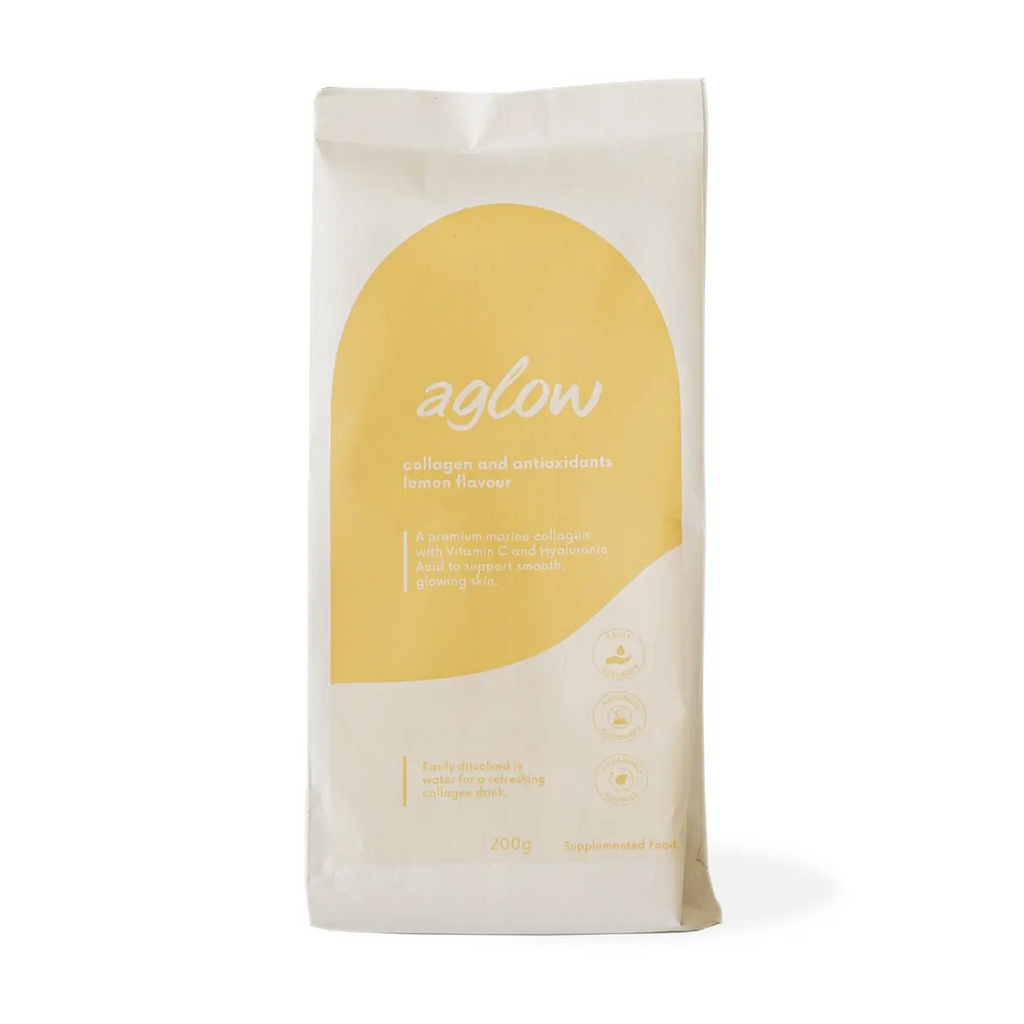 Aglow Marine Collagen with Hyaluronic Acid Lemon Flavour in Home Composable Bag